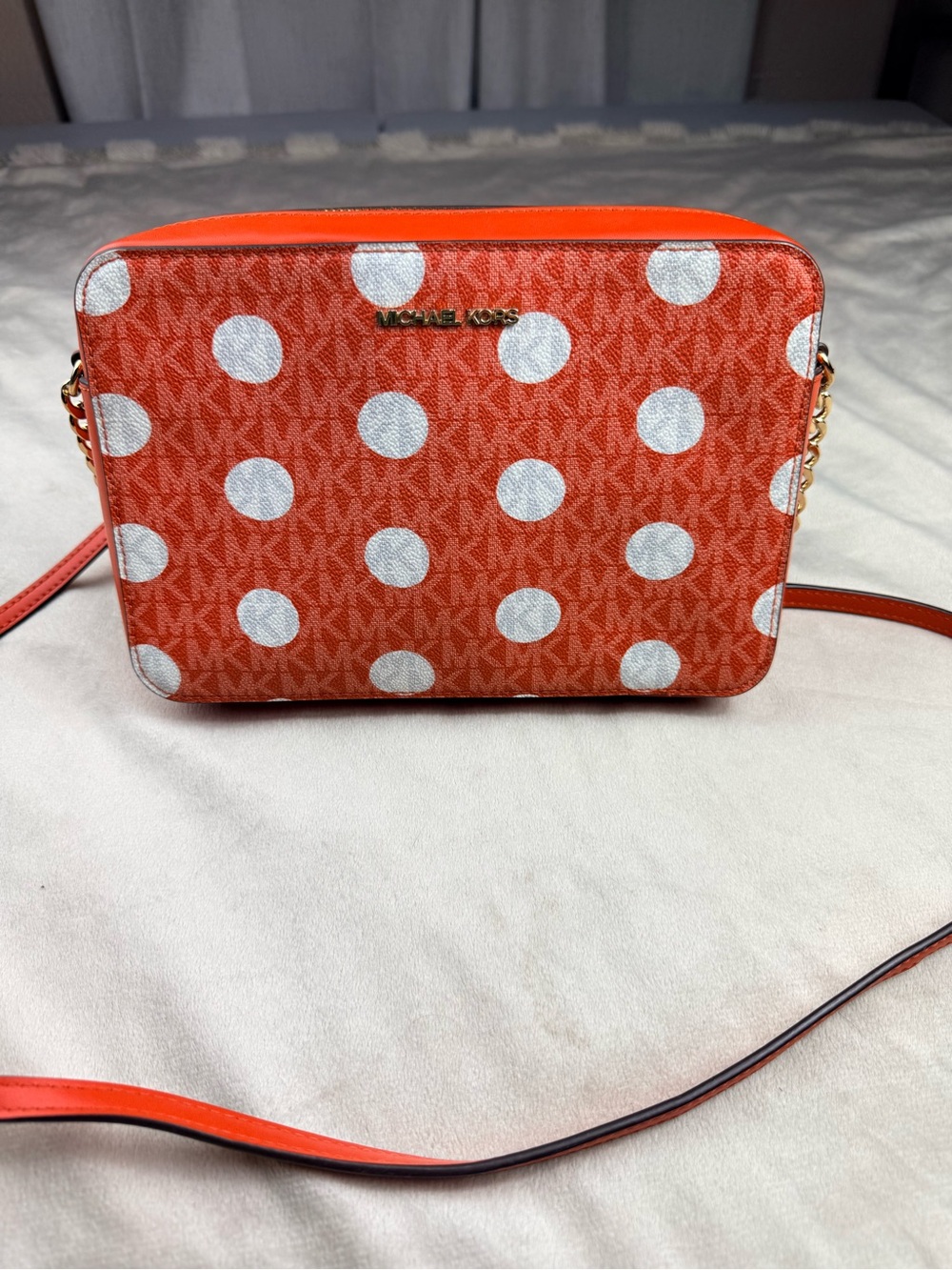 Michael Kors Orange Polka Dot Crossbody Bag